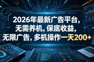 2026年最新广告平台,无需养机,保底收益,无限广告,多机操作一天200+【揭秘】