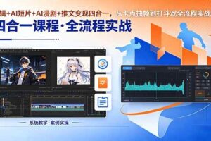 (18463期)剪辑+AI短片+AI漫剧+推文变现四合一,从卡点抽帧到打斗戏全流程实战