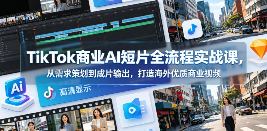 TikTok商业AI短片全流程实战课,从需求策划到成片输出,打造海外*商业视频
