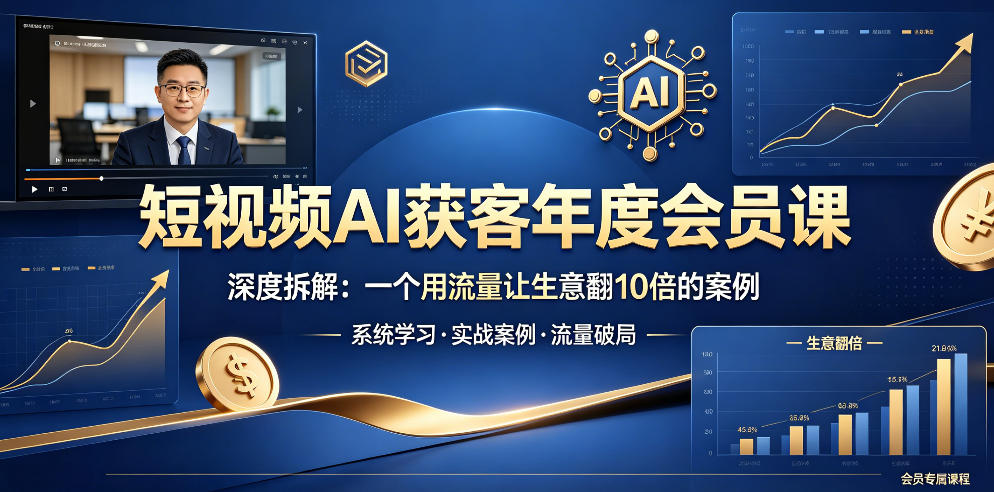 短视频AI获客年度会员课,*拆解,一个用流量让生意翻10倍的案例