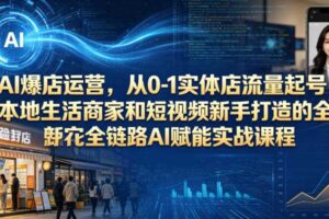 AI爆店运营,从0-1实体店流量起号,本地生活商家和短视频新手打造的全链路AI赋能实战课程
