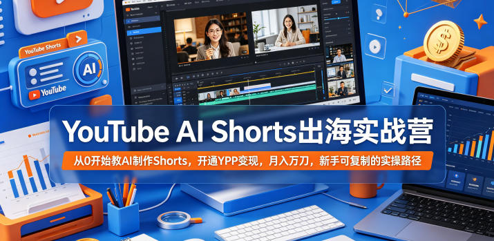 * AI Shorts出海实战营,从0开始教AI制作Shorts,开通YPP变现,月入万刀,新手可复制的实操路径