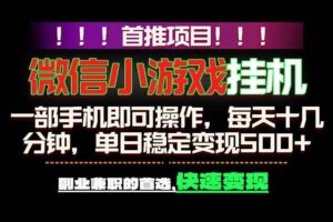 (18570期)微信小游戏挂机,一部手机就能做,轻松日入500+,副业兼职的首选!