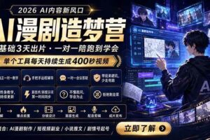 (18568期)AI漫剧造梦营:0基础3天出片,单个工具每天持续生成400秒视频