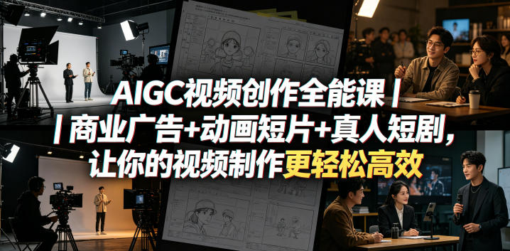 AIGC视频创作全能课|商业广告+动画短片+真人短剧,让你的视频制作更轻松*