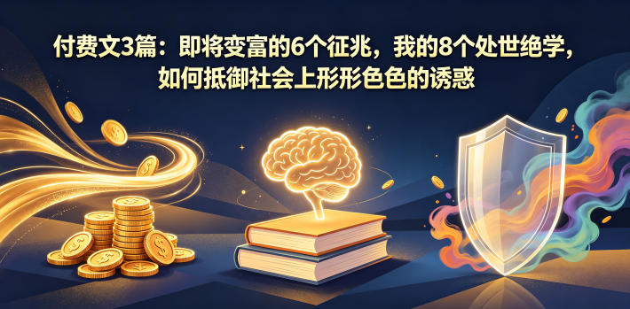 付费文3篇:即将变富的6个征兆,我的8个处世绝学,如何抵御社会上形形*的诱惑
