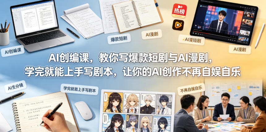 AI创编课,教你写*短剧与AI漫剧,学完就能上手写剧本,让你的AI创作不再自娱自乐
