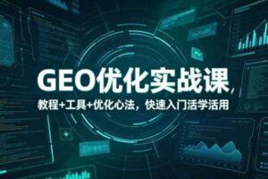 GEO优化实战课,教程+工具+优化心法,快速入门活学活用