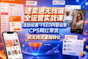 速卖通无线端全运营实战课,活动设置・FEED内容运营・CPS网红带货,抓无线流量提转化