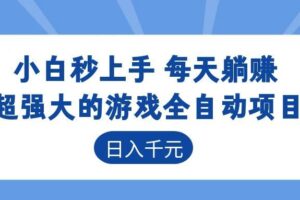 超强大的游戏自动化项目,日入几百,项目绿色长久,告别打工!