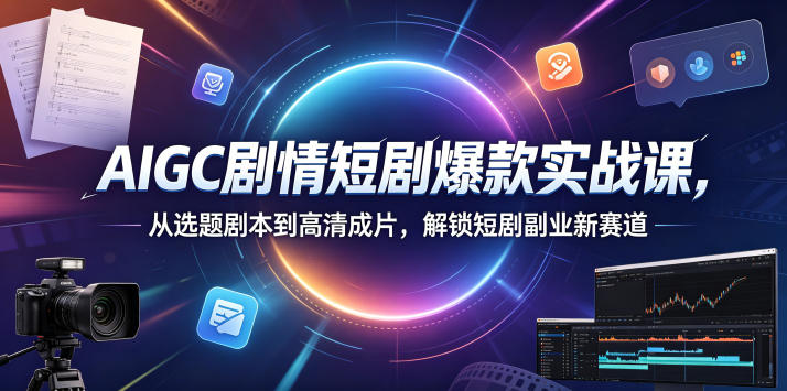 AIGC剧情短剧*实战课,从选题剧本到高清成片,解锁短剧副业新赛道