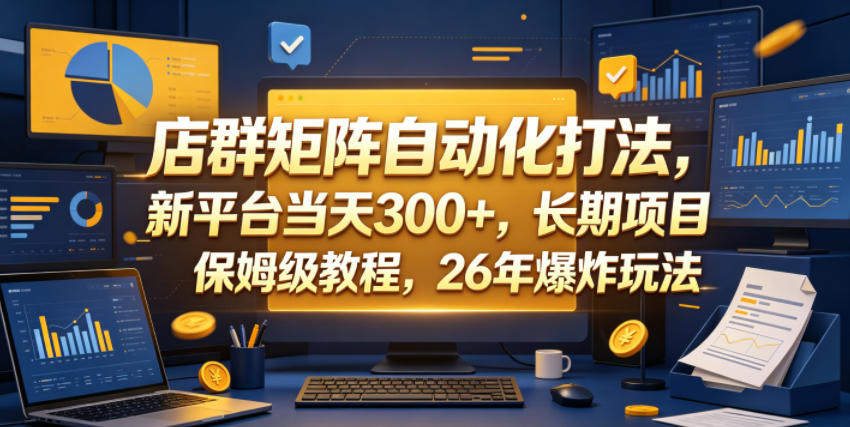店群矩阵自动化打法,新平台当天300+,长期项目,保姆级教程,26年*玩法【揭秘】