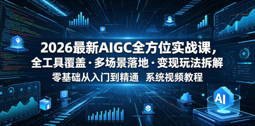 2026*AIGC*实战课,全工具覆盖・多场景落地・变现玩法拆解,零基础从入门到精通系统视频教程