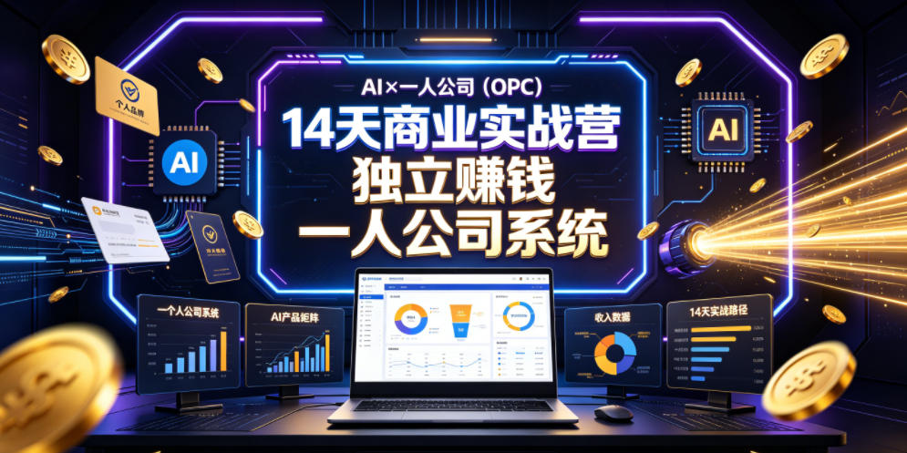 AI×一人公司(OPC)14天商业实战营,用AI帮你搭建一个属于你自己的、能*賺钱的一人公司系统