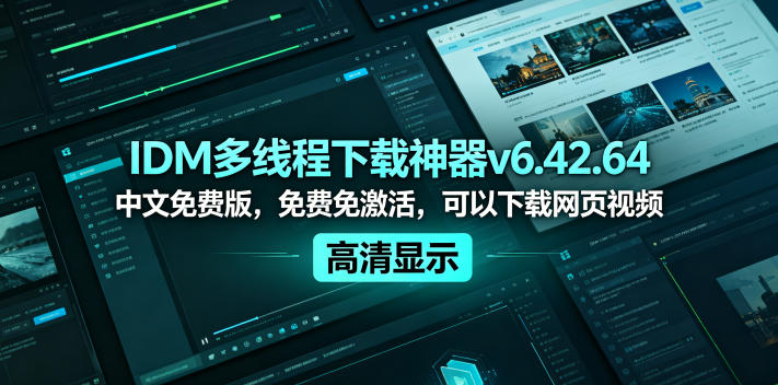 IDM多线程下载*v6.42.64中文免费版,免费免激活,可以下载网页视频(例如飞书文档内的视频)