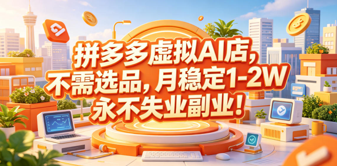 拼多多虚拟AI店,不需选品,月稳定1-2W,*失业副业!【揭秘】