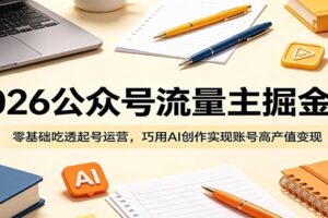 2026公众号流量主掘金课:零基础吃透起号运营,巧用AI创作实现账号高产值变现