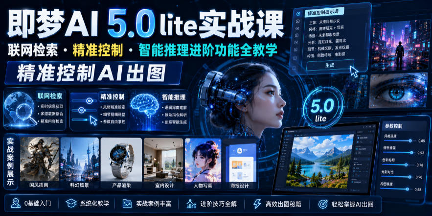 即梦AI 5.0 lite实战课,联网检索・*控制・智能推理进阶功能全教学,*控制AI出图