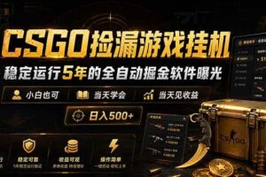 (18753期)CSGO捡漏游戏挂机,稳定运行5年的全自动掘金软件曝光,小白也可当天学会,当天见收益,日入500+