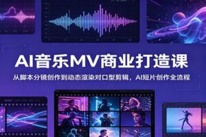 AI音乐MV商业打造课:从脚本分镜创作到动态渲染对口型剪辑,AI短片创作全流程