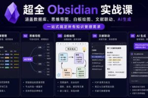 超全Obsidian实战课,涵盖数据库、思维导图、白板绘图、文献联动、AI生成,一站式搞定所有知识管理需求