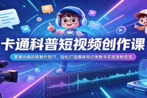 卡通科普短视频创作课:掌握动画风格制作技巧,轻松打造趣味知识类账号实现涨粉变现