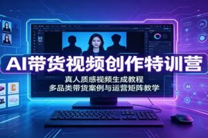 AI带货视频创作特训营:真人质感视频生成教程,多品类带货案例与运营矩阵教学