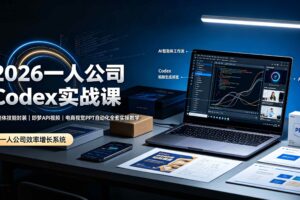 (19503期)2026一人公司Codex实战课◆智能体技能封装|即梦API视频|电商视觉PPT自动化全套实操教学