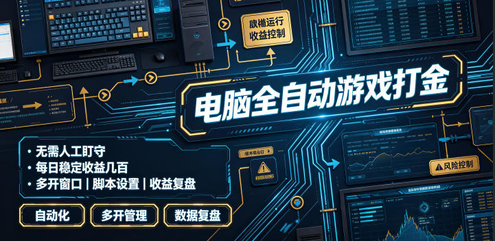 电脑全自动游戏打金,无需人工盯守,每日*几百!【揭秘】