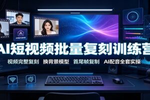 AI短视频批量复刻训练营:视频完整复刻,换背景模型、首尾帧复制、AI配音全套实操