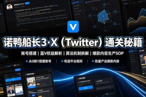 诺鸭船长3·X(Twitter)通关秘籍,涵盖账号搭建、蓝V权益解析、算法机制拆解及爆款内容生产SOP