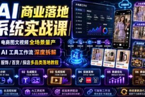 AI商业落地系统实战课|电商图文视频全场景量产・AI工具工作流深度拆解・服饰/百货/探店多品类落地教程