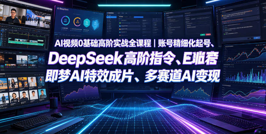 AI视频0基础高阶实战全课程|账号精细化起号、DeepSeek高阶指令、即梦AI*成片、多赛道AI短视频量产变现