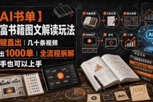 【AI书单】财富书籍图文解读玩法,一键直出,几十条视频,跑出1000单,全流程拆解,新手也可以上手