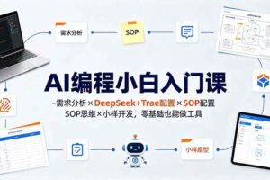 (19539期)AI编程小白入门课-需求分析×DeepSeek+Trae配置×SOP思维×小样开发,零基础也能做工具