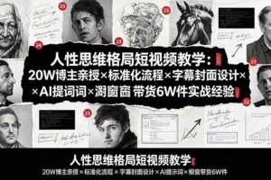 (19538期)人性思维格局短视频教学:20W博主亲授×标准化流程×字幕封面设计×AI提示词×橱窗带货6W件实战经验