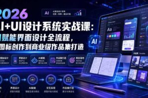 2026 AI+UI设计系统实战课：AI赋能界面设计全流程，从图标创作到商业级作品集打造