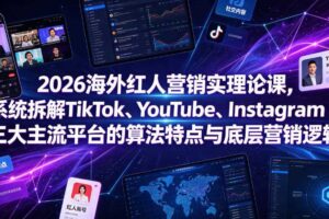2026海外红人营销实理论课,系统拆解TikTok、YouTube、Instagram三大主流平台的算法特点与底层营销逻辑