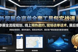 外贸展会赢单全套工具包实战课|参展全流程规划、线上预热邀约、现场谈单话术、展后客户跟进复盘完整落地教程