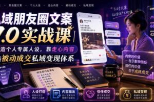 私域朋友圈文案7.0实战课|塑造个人专属人设,靠走心内容打造被动成交私域变现体系