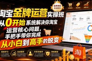 淘宝金牌运营实操班,从0开始系统解决你淘宝运营核心问题,手把手带你完成从小白到高手的蜕变(2026年7月)