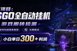 CSGO挂机捡漏项目通过利用游戏饰品交易机制,结合薄凉软件辅助捡漏,实现盈利