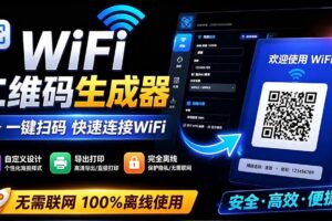 (19566期)完全离线使用!WiFi二维码生成器,一键扫码快速连接WiFi,支持自定义风格导出 WiFi二维码生成器