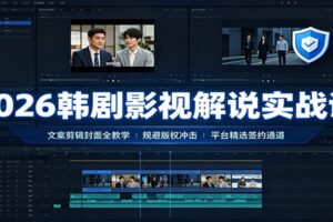 2026韩剧影视解说实战课:文案剪辑封面全教学,规避版权冲击平台精选签约通道