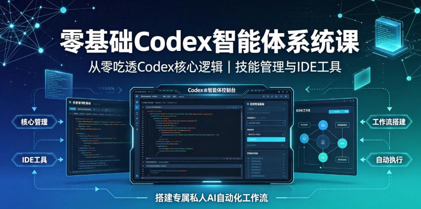 零基础Codex智能体系统课|从零吃透Codex*逻辑、技能管理与IDE工具,搭建专属私人AI自动化工作流