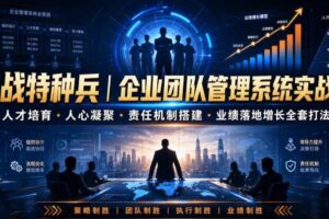 商战特种兵|企业团队管理系统实战课人才培育・人心凝聚・责任机制搭建・业绩落地增长全套打法