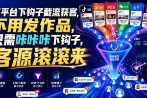 多平台下钩子截流获客,不用发作品,只需咔咔咔下钩子,客源滚滚来