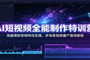 AI短视频全能制作特训营:海量爆款剪辑特效实操,多场景视频量产落地教程