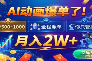 AI动画爆单了!一单500~1000,全程派单,你只管执行,月入2W+