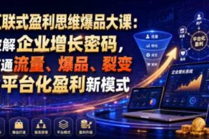 互联式盈利思维爆品大课:破解企业增长密码,打通流量、爆品、裂变与平台化盈利新模式